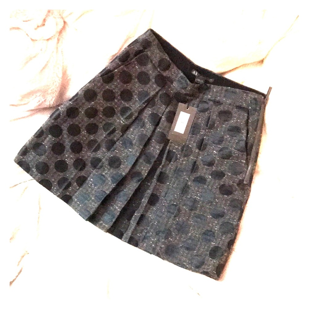 Pleated mini polka dot skirt